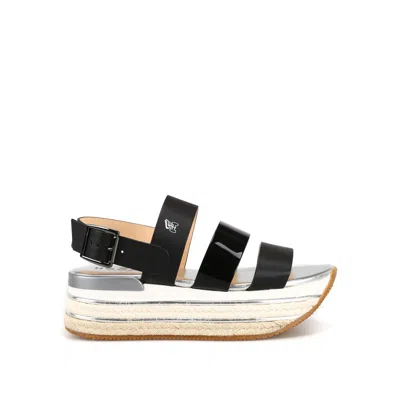 Hogan Platform Sandals In Black