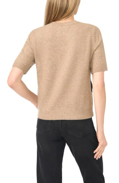 Cece Lace Stripe Short Sleeve Sweater In Multi