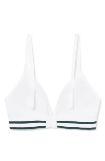 Lacoste Cotton Blend Rib Triangle Bralette In White