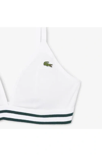 Lacoste Cotton Blend Rib Triangle Bralette In White