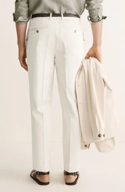 Mango Regular Fit Cotton Pants In White