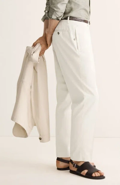 Mango Regular Fit Cotton Pants In White