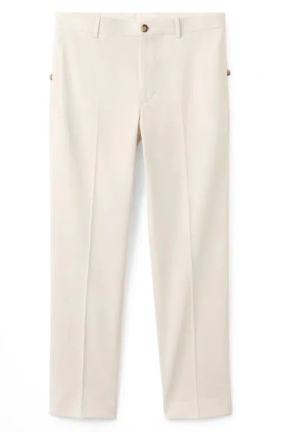Mango Regular Fit Cotton Pants In White