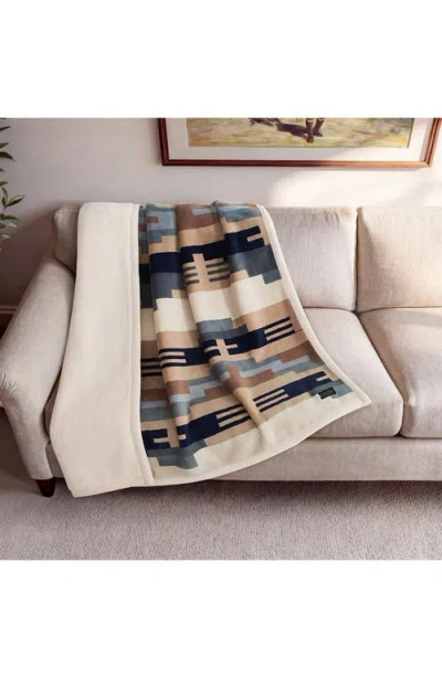 Pendleton Shiprock Printed Plush Throw In Black