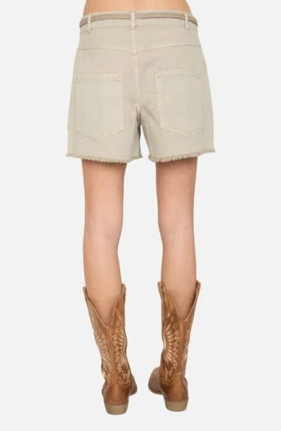 Joa J.o.a. Drawstring Denim Shorts In Neutral