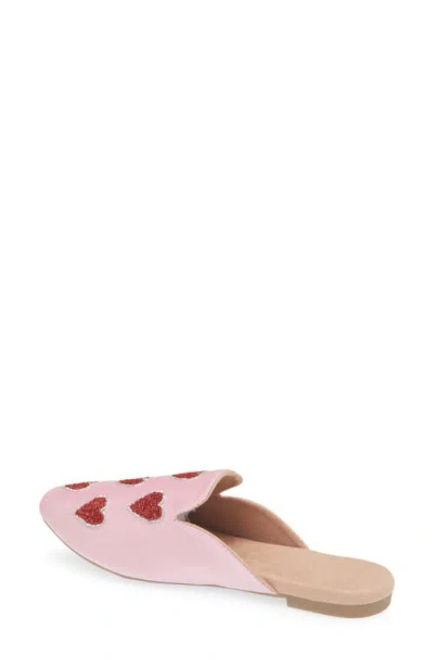 Fuchsia Heart Velvet Flat Mule In Multi