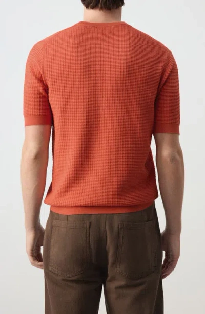 Mango Waffle Knit T-shirt In Orange