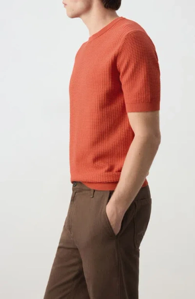 Mango Waffle Knit T-shirt In Orange
