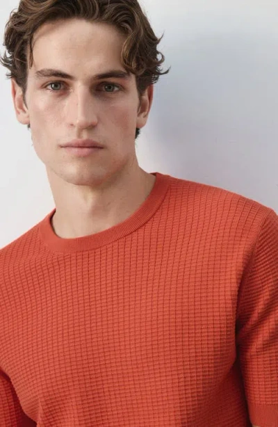 Mango Waffle Knit T-shirt In Orange