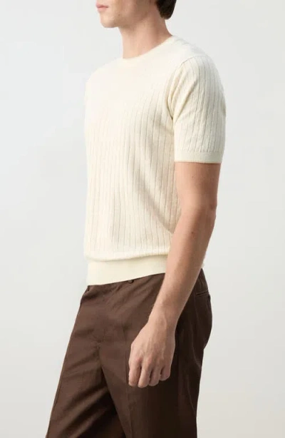 Mango Linen Blend Rib T-shirt In White
