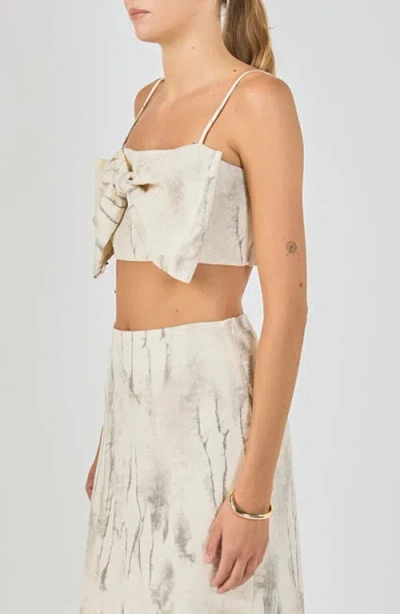 Endless Rose Oversized Bow Cropped Top In White