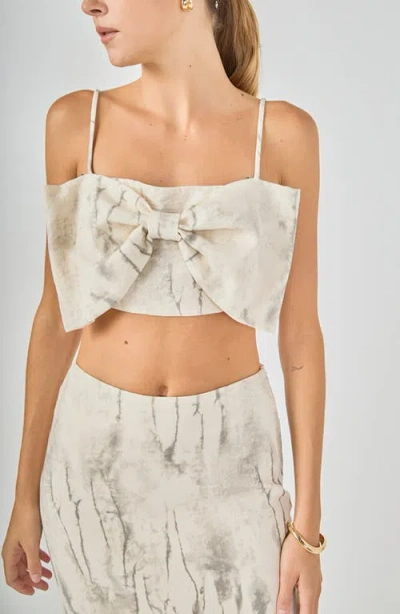 Endless Rose Oversized Bow Cropped Top In White
