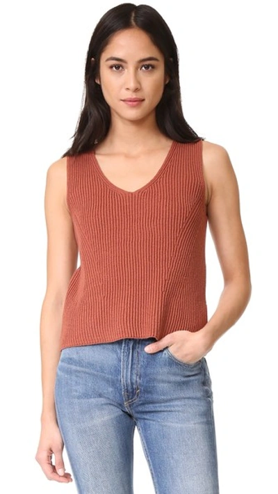 Vince Boxy Cotton Rib Tank Top In Fig