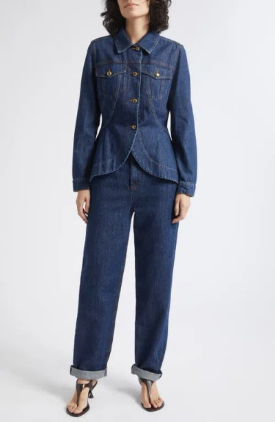Marella Button-front Denim Jacket In Blue