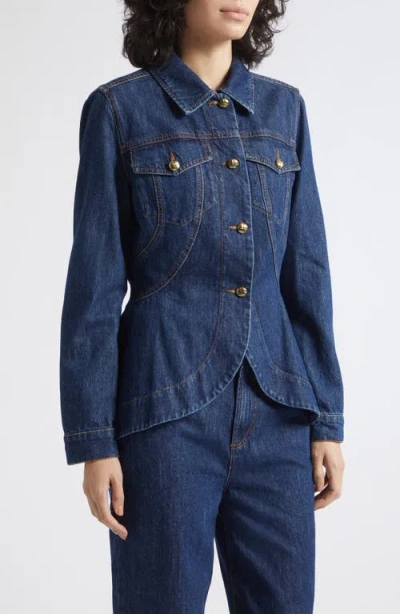 Marella Button-front Denim Jacket In Blue