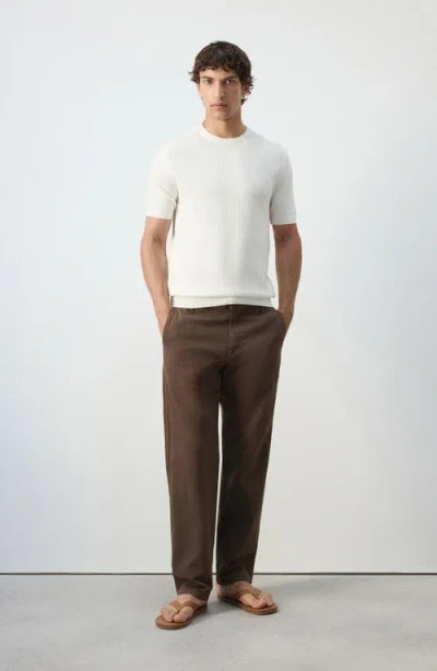 Mango Waffle Knit T-shirt In White