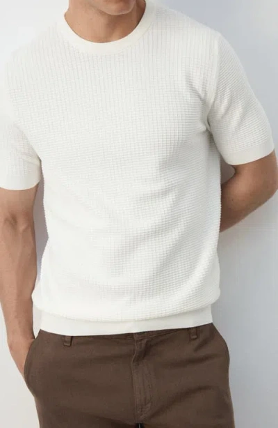 Mango Waffle Knit T-shirt In White