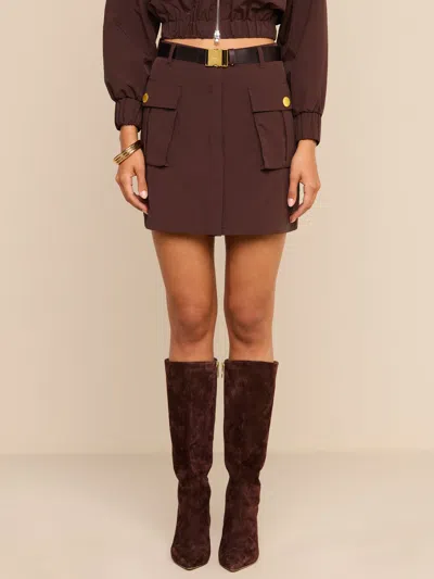 L'agence Norene Nylon Mini Skirt In Dark Java