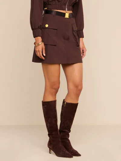 L'agence Norene Nylon Mini Skirt In Dark Java
