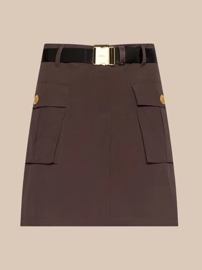 L'agence Norene Nylon Mini Skirt In Dark Java