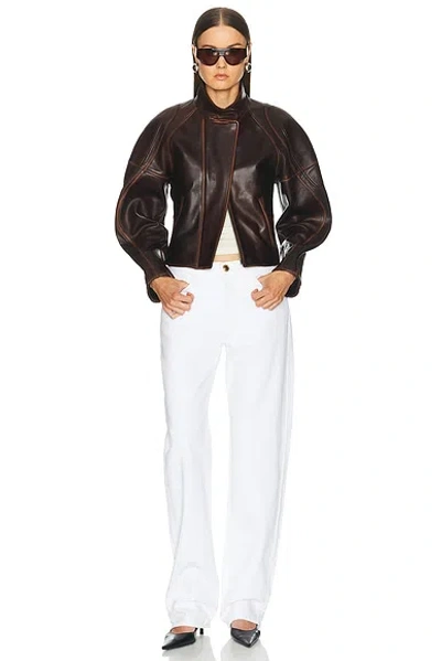 Helmut Lang Saddle Leather Jacket In Saddle