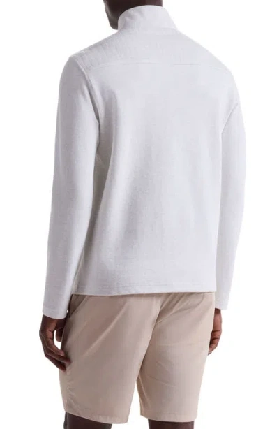 Bugatchi Waffle Quarter Zip Cotton Blend Pullover In Neutral