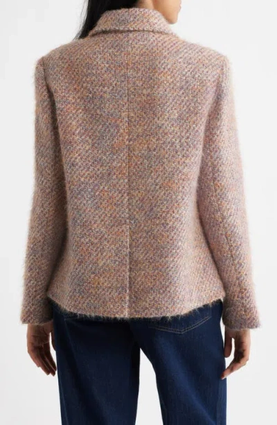 Cece Short Swing Bow Buttons Wool-blend Jacket In Mauve/ Gold