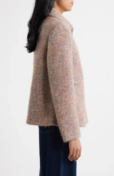 Cece Short Swing Bow Buttons Wool-blend Jacket In Mauve/ Gold
