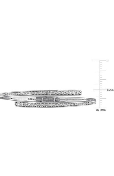 Delmar Lab Created White Sapphire Bypass Bangle In Silver