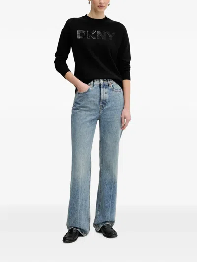 Dkny Sequin-logo Sweater In Multi