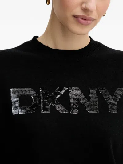 Dkny Sequin-logo Sweater In Multi