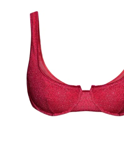 Oseree Metallic-effect Bikini In Red