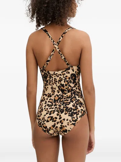 Dkny Leopard-print Swimsuit In Multi