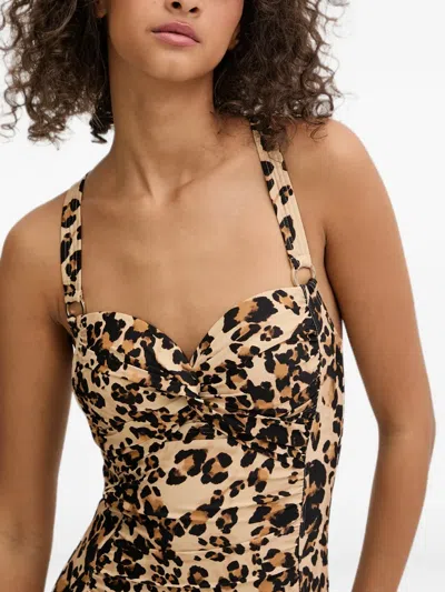 Dkny Leopard-print Swimsuit In Multi