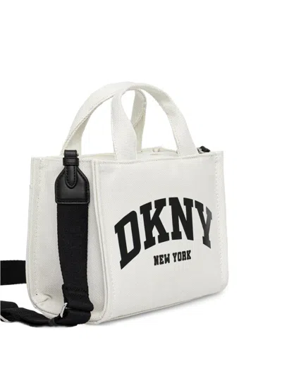 Dkny Small Logo-print Canvas Tote Bag In White