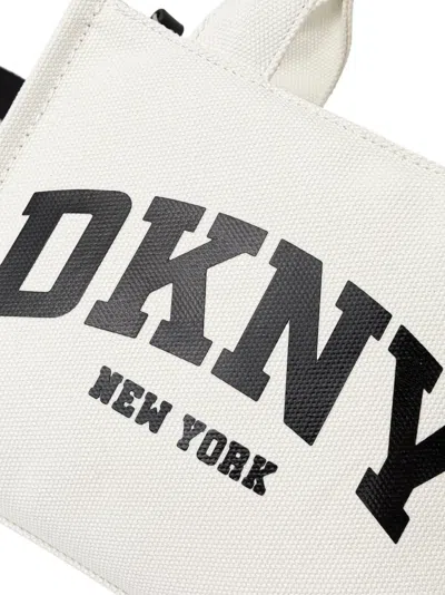Dkny Small Logo-print Canvas Tote Bag In White