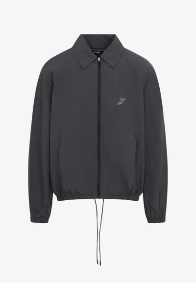 Jacquemus Hooded Jacket Elastic Cuffs Drawstring Hem In Gray