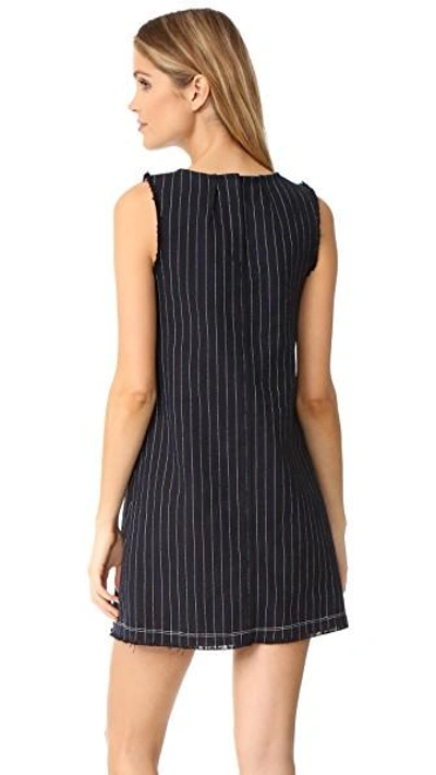 Shop Alexander Wang T Raw Edge Sleeveless Mini Dress In Navy With White Stripes