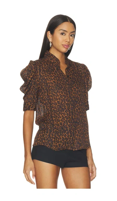 Frame The Gillian Top In Light Leopard Multi