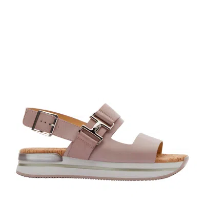 Hogan H257 Leather Sandals In Pink In Pink