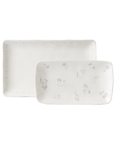 Lenox Oyster Bay 2pc Nesting Serving Platters In White