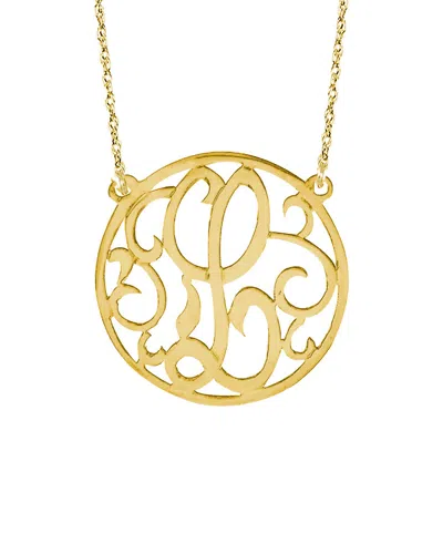 Jane Basch 22k Gold Over Silver Fancy Initial Circle Script Necklace (a-z) In Red