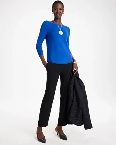 Chico's Ella Bateau Pullover Sweater In Planetary Blue In Planetary Blue