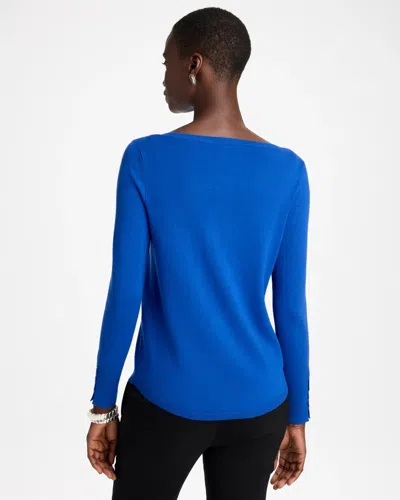 Chico's Ella Bateau Pullover Sweater In Planetary Blue In Planetary Blue