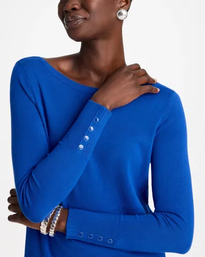Chico's Ella Bateau Pullover Sweater In Planetary Blue In Planetary Blue