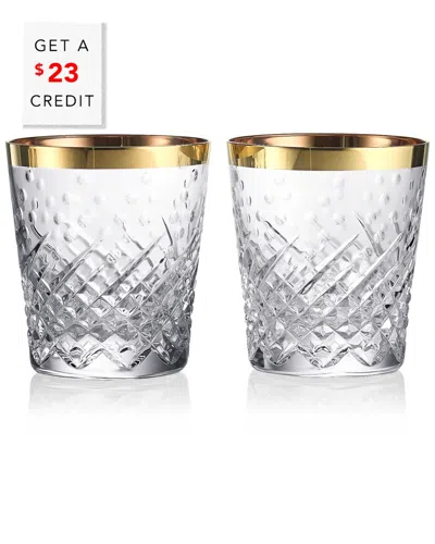 Waterford Celebrations Gilded Gold Crystal Glass Tumblers Set Of Two In Gold