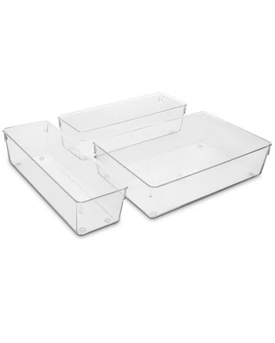 Sorbus Clear Drawer Organizer 3pc Set In White