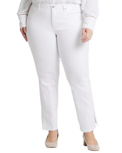 Nydj Plus Marilyn Womens High Rise Cool Embrace Straight Leg Jeans In White