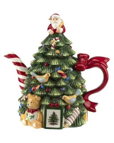 Spode Christmas Tree Teapot In Multi