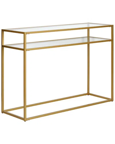 Abraham + Ivy Addison 42in Rectangular Console Table With Glass Shelf In Gold